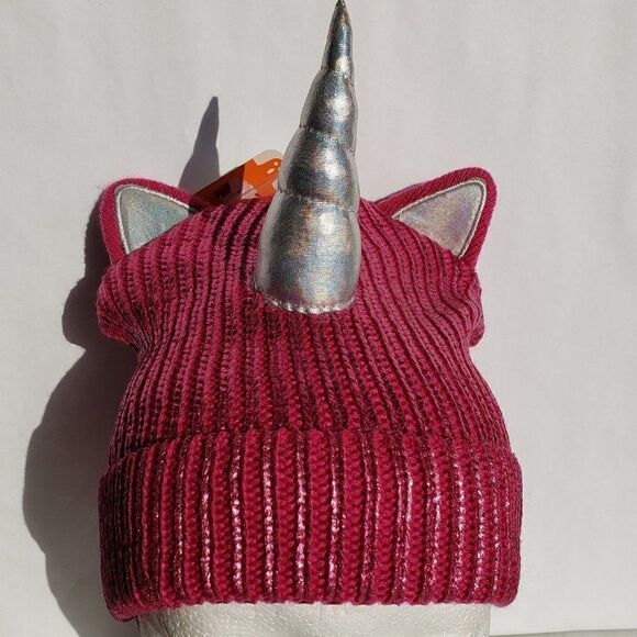 Claire's Shimmery Pink Unicorn Knit Beanie - Picture 2 of 5
